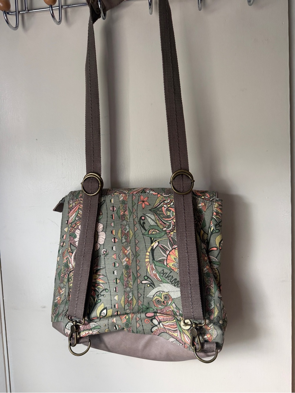 Sakroots Olive Green Floral Crossbody Messenger Bag with Tassels - Picture 2 of 10